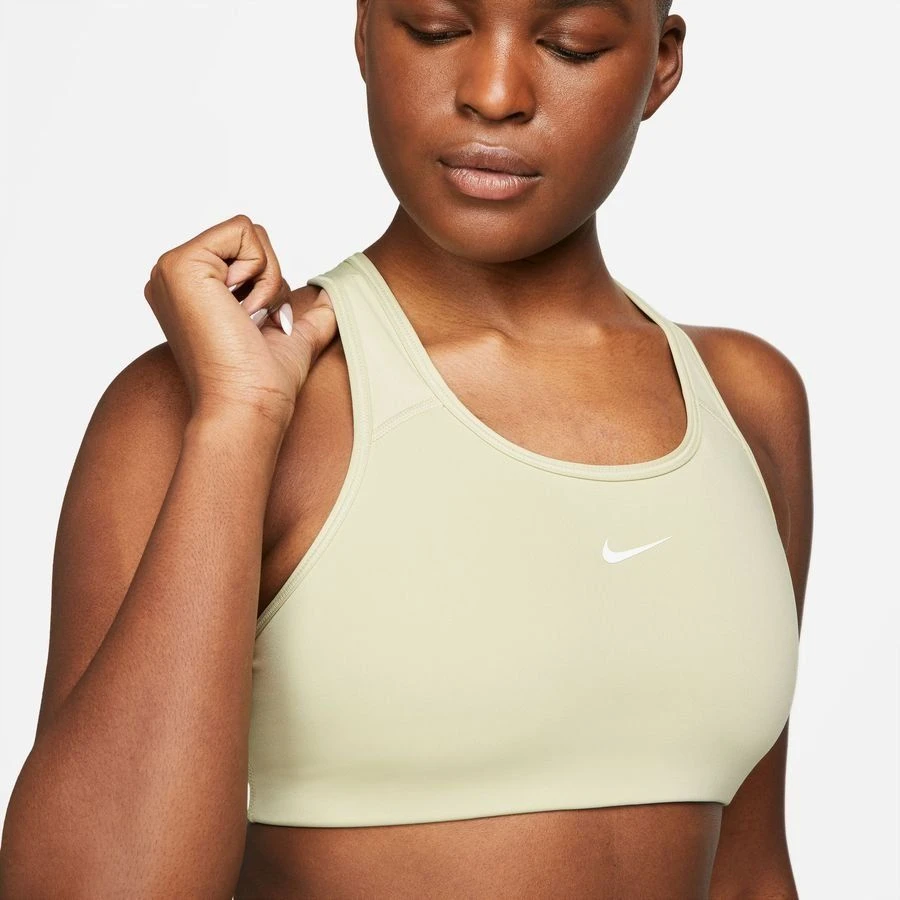 Nike Swoosh Sports Bra - Olive Aura/White Woman - Image 3