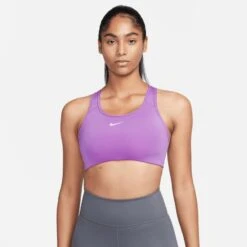 Nike Swoosh Sports Bra - Fuchsia/White Woman