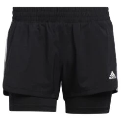 Adidas Shorts Two In One Pacer 3-Stripes Woven - Black Woman