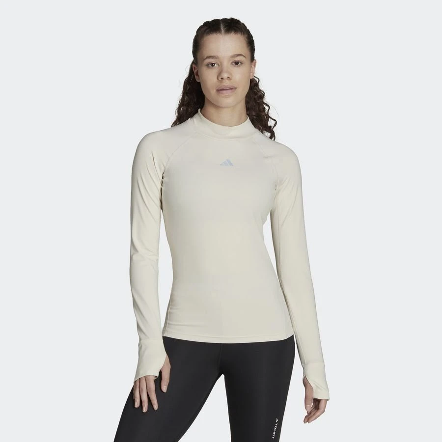 Adidas Training Shirt Techfit Aeroready Warm - Aluminum - Woman - Image 2