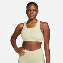 Nike Swoosh Sports Bra - Olive Aura/White Woman